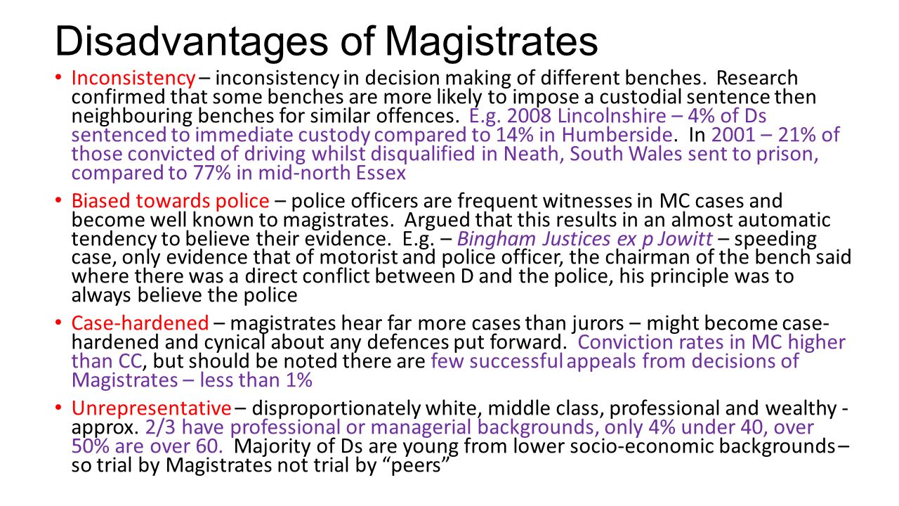 Advantages and Disadvantages of Lay Magistrates